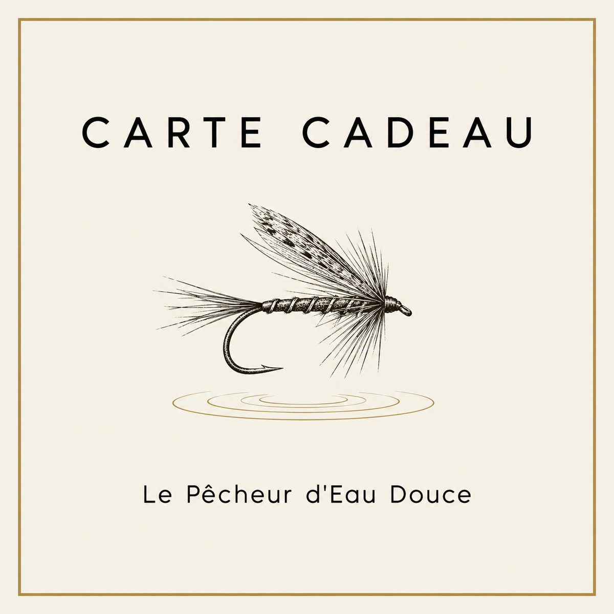 Carte cadeau Le Pêcheur d'Eau Douce, illustration d'une mouche artificielle
