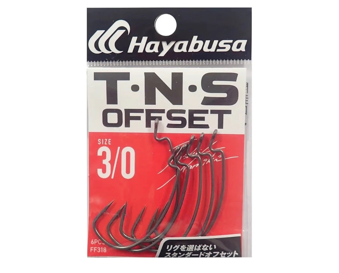 Hayabusa T.N.S Offset FF318 3/0, photographie de la pochette de 6 hameçons